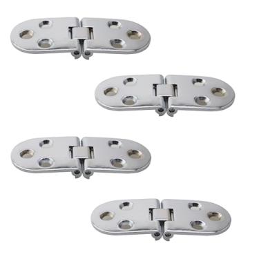 Imagem de ZHYOHEN 4 peças dobradiças de bandeja de prata dobradiça de aba dobrável resistente dobradiça de mordomo dobradiça máquina de costura dobradiça de liga de mesa com parafusos para máquina de costura de