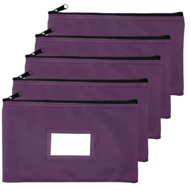 Imagem de Bolsa para dinheiro com zíper | 28 x 15 cm | Roxo | Carteira de couro durável para homens e mulheres com porta-documentos emoldurados e cartão em branco | por GIDABRAND (5)