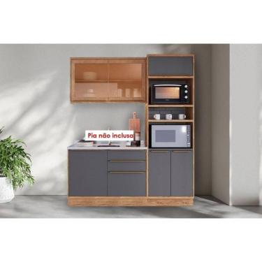 Imagem de Kit Cozinha Modulada 3 Peças Versalis 1 Aéreo + Balcão + 1 Torre Quente C3p192 Freijó Grafite Herval