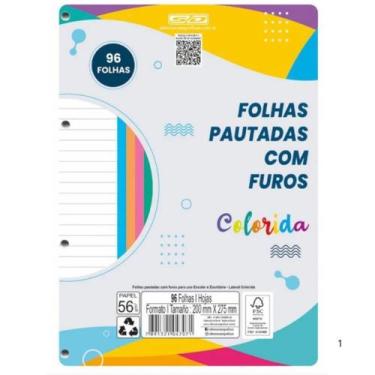 Imagem de Bloco De Fichario Com 04 Furos 96fls Colorido - Sao Domingos