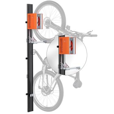 Imagem de monTEK Elevador automático de bicicleta: suporte vertical para bicicletas pesadas (até 32 kg) - fácil instalação, suporte de parede para bicicleta que economiza espaço para garagem, galpão,