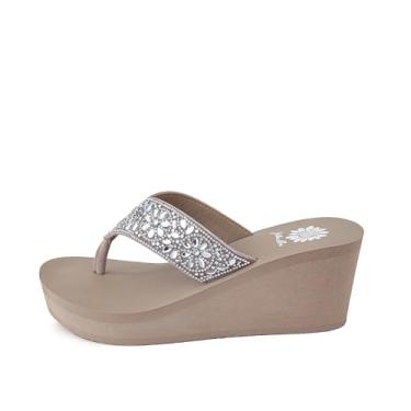 Imagem de Yellow Box Sandália feminina Enola, bico redondo, salto médio-alto de 6 cm, plataforma de 0,75 polegadas confortável, Cinzento-acastan, 41