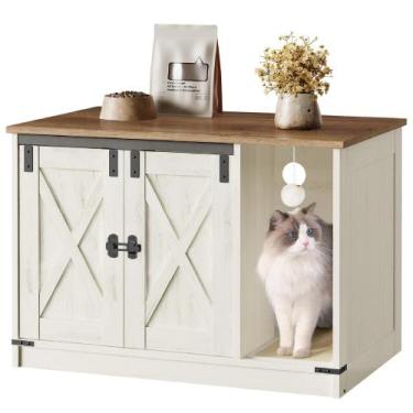 Imagem de Caixa de Areia para Gatos Hzuaneri - Design Rústico Marrom e Branco