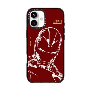 Imagem de CASETiFY Capa Impact para iPhone 16 Plus [Iron Man Co-Lab / 4X Testada contra quedas de grau militar/Proteção contra quedas de 2,5 metros/Compatível com Magsafe] - Homem de Ferro - Vermelho - Preto