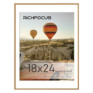 Imagem de RICHFOCUS Moldura de pôster de 45 x 61 cm em bronze | 45 x 61 cm com tapete para 40 x 50 cm | Moldura de alumínio de metal de 61 x 45 cm para parede com vidro temperado|Ferragens para pendurar