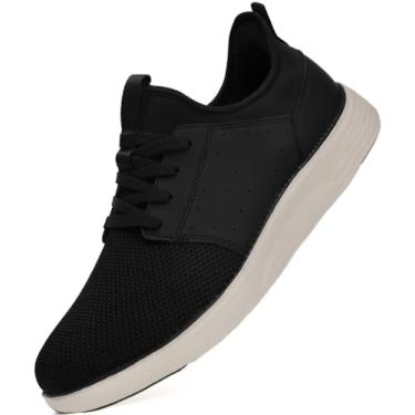 Imagem de YOLARK Sapato social masculino casual, moderno, leve, respirável, para caminhada, academia, tênis, atlético, Preto, 46