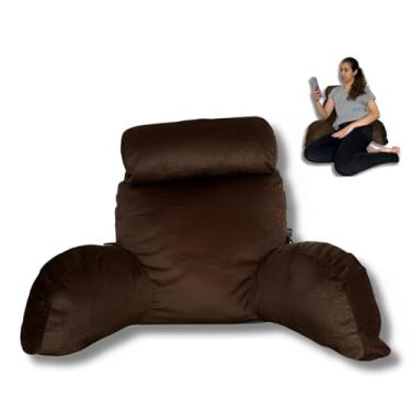 Imagem de Almofada de Leitura com Apoio Lombar e Travesseiro para Pescoço – Suporte Ergonômico para Costas em Cama ou Sofá – Ideal para Jovens, Adultos e Idosos – Tecido Suede (Tabaco, Grande)