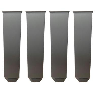 Imagem de Kit 04 Pés Plásticos Quadrado 13 cm Cinza Para Armário M02 Balcão Móve