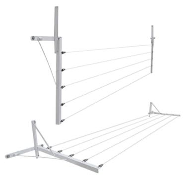 Imagem de Varal De Parede De AlumíNio DobráVel Branco E AçO 500cm*50cm