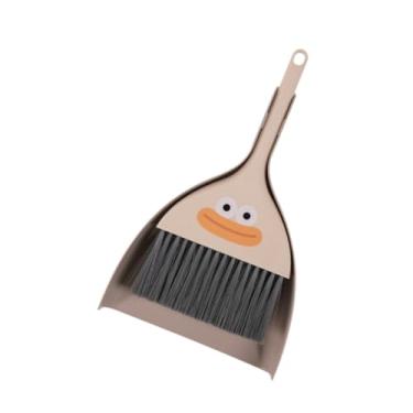 Imagem de Ioensy Pequena vassoura e pó define a vassoura manual conjunto de limpeza educacional Supplies Pan de poeira com escova de limpeza para bancadas de mesas, Bege