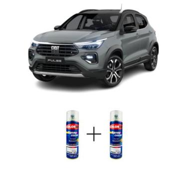 Imagem de Tinta Spray Automotiva Cinza Strato Fiat 300ml + Spray Verniz 300ml - 
