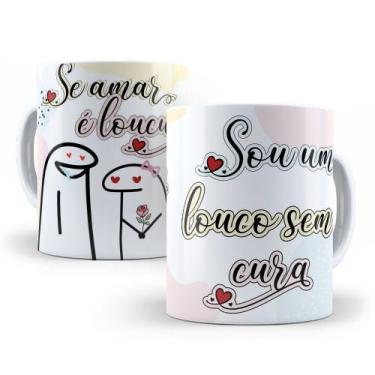 Imagem de Caneca de Cerâmica Branca 325ml Flork Namorados - Mecolour