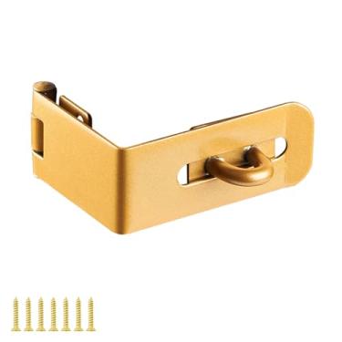 Imagem de Trava de ferrolho de porta, fecho de segurança de ferro sólido de 90 graus, trava de bloqueio de ferrolho extragrosso com parafusos acabamento escovado (5,7 cm)