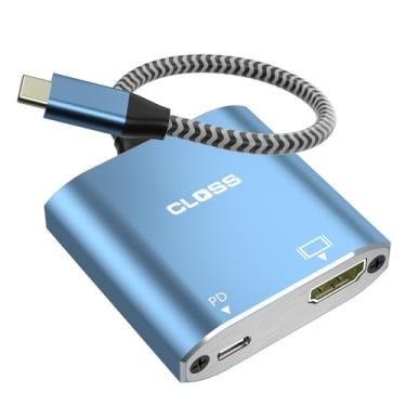 Imagem de Closs Adaptador 2 em 1 USB C para HDMI com carregamento PD de 100 W, compatível com HDMI 4K Thunderbolt 3/4, design durável USB-C HUB para MacBook, iPad, iPhone, transferência de dados de alta