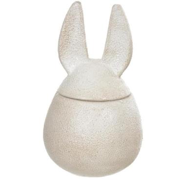 Imagem de Mini Pote Bomboniere Coelho C Tampa Bege Cimento Páscoa 14Cm - Florart