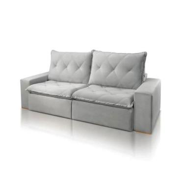Imagem de Sofá Retrátil e Reclinável Loreto Luxo Veludo 2.10m JC Estofados, Cinz