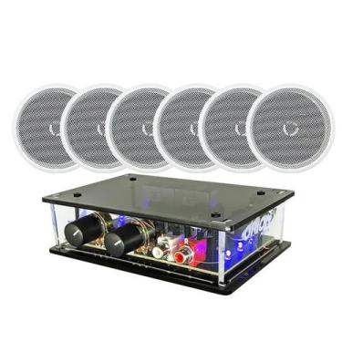 Imagem de Kit Receiver Rca + 3 Pares Arandelas Som Coaxial 70w Branco - ORION