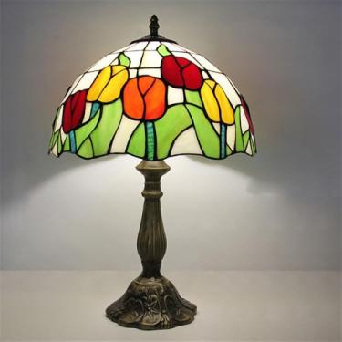 Imagem de Lâmpada de mesa vintage americana LED Luxo Criatividade Sala de estar Estudo Quarto Lâmpada de cabeceira Villa Hotel Cor Vidro Mesa Luz (Estilo 24)