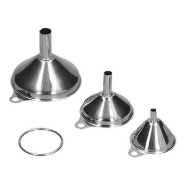 Imagem de Funil Dosador Pequeno Inox Kit 3 Tamanhos