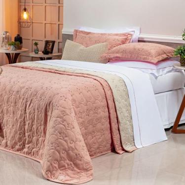 Imagem de Cobre Leito Casal Super King Bordado Bouti Dupla Face Percal 400 Fios 