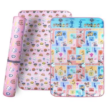 Imagem de Tapete de Atividades Infantil Dobrável 1,20x1,80m Rolo Tapetão Portátil Estampa Patrulha Canina Rosa Meninas