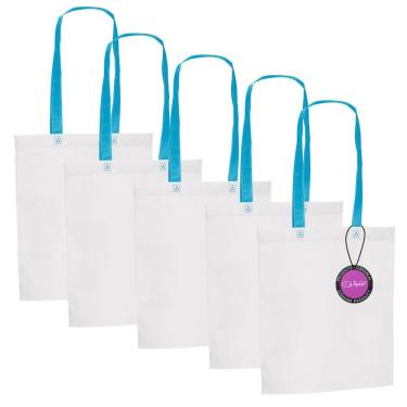 Imagem de Kit 5x Sacola Ecobag em TNT Premium 33x39cm Termo Selado Sisco TopGet