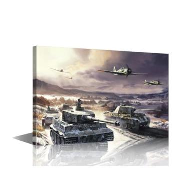 Imagem de Arte de parede em tela 2ª Guerra Mundial pinturas de parede de tanque para sala de estar 1 painel impressões de arte de barco em tela decorações de casa modernas decoração de outono e inverno
