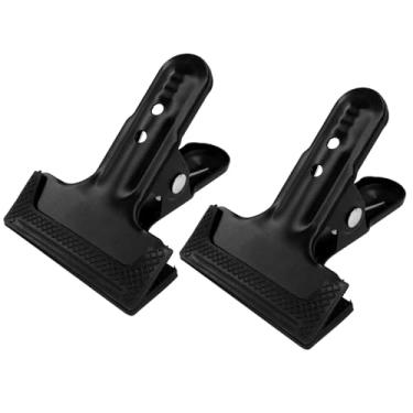 Imagem de Jiozermi Pacote com 2 grampos de mola resistentes, clipes de metal preto clipes de dobradiça de borracha para suportes de fundo de fotografia, marcenaria e projetos de melhoria da casa