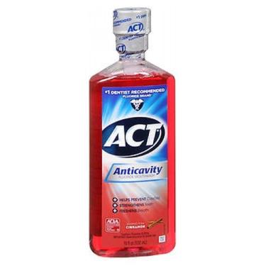 Imagem de Enxaguante bucal com flúor anticavitário Act sem álcool canela 18 onças da Act (pacote com 4)