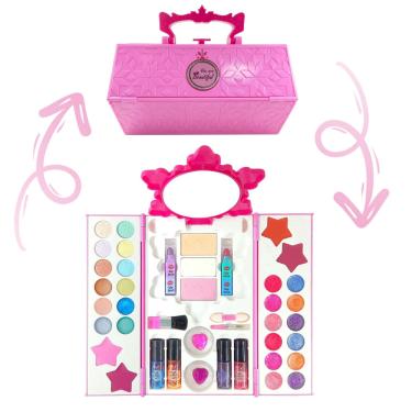 Imagem de Conjunto de maquiagem S&Li cosmetics Kit de maquiagem real para crianças com bolsa