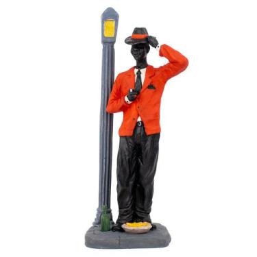 Imagem de Escultura Zé Pelintra Vermelho Calça Preta Poste 28cm Resina - Lua Mís