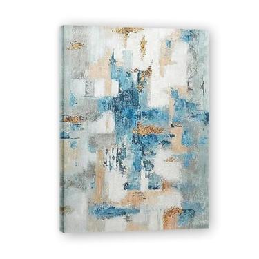 Imagem de Tela abstrata verde e branca pintura de parede impressão em tela pôster imagem colorida moderna arte abstrata decoração de parede corredor escadas quarto decorações 40 x 30 cm