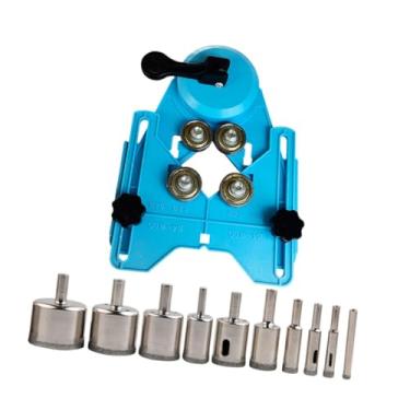 Imagem de IEUDNS Localizador de orifícios de perfuração Titular de centralização de orifício fácil de usar o pós -bit do núcleo do cortador de orifícios para vidro de, Azul, Ventosa única