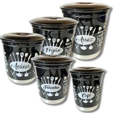 Imagem de Jogo Mantimentos Pote Decorado Alumínio Color 5 Peças - Gal Alumínios,