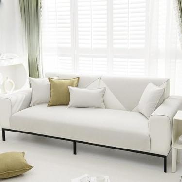 Imagem de Capa de almofada de sofá impermeável com texturas, capa universal antiderrapante para sofá, toalha protetora para decoração de sala de estar, à prova d'água, marfim, 90 x 240 cm, 1 peça