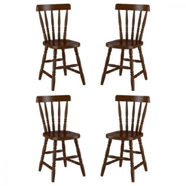 Imagem de Conjunto 4 Cadeiras Madeira Eucalipto Castanho Piratini - PIRATINI MÓV