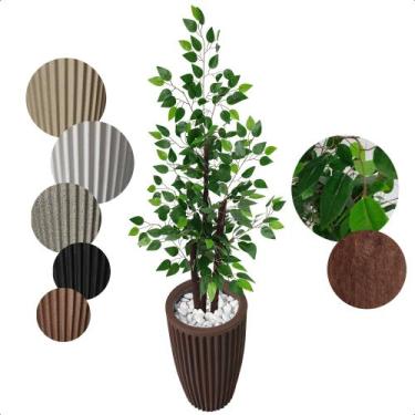 Imagem de Ficus Verde Figueira Planta Artificial com Vaso Decorativo - Flor de M