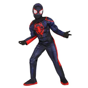 Imagem de MARVEL Boys Deluxe Spider Man Miles Morales Costume, Kids Spiderman Spider-Verse Outfit with Mask