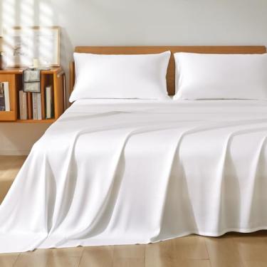 Imagem de Homiest Jogo de lençol solteiro 3 peças, 100% raiom derivado de lençóis de bambu, roupa de cama refrescante e respirável para quem dorme quente, lençóis macios de luxo com bolso profundo de 41 cm