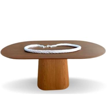 Imagem de Mesa De Jantar Cone Retangular Arredondada 140x90cm Freijó