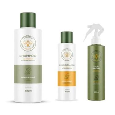 Imagem de Kit Higiene Premium, Shampoo, Condicionador e Loção Natural com Própolis Verde,PROPOVETS para Cães, Gatos e Equinos