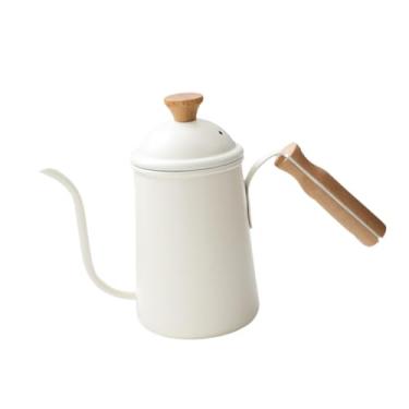 Imagem de WeiLaiKeQi Chaleira de café com bico longo, aço inoxidável, bule de gotejamento leve e prático, bule de chá com pescoço de ganso para camping, cozinha e café, Branco
