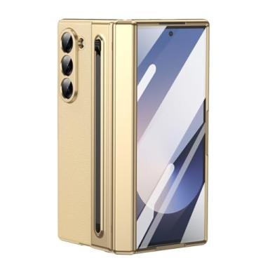 Imagem de HAO RIYLN Capa ultrafina para Samsung Galaxy Z Fold6, capa de couro antiarranhões, proteção à prova de choque, galvanizada, dourada, Z DOBRAD6