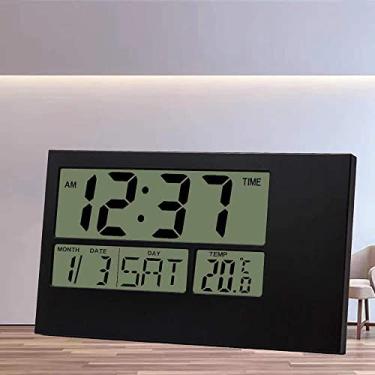 Imagem de KOMFGT Relógio de parede grande, decoração de casa, digital, alarme, relógio eletrônico, calendário, cronômetro, temperatura