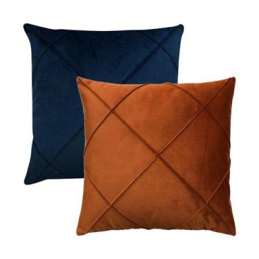 Imagem de Kit 2 Capas para Almofada Drapeada em Veludo Quadrada 43x43 com Enchim