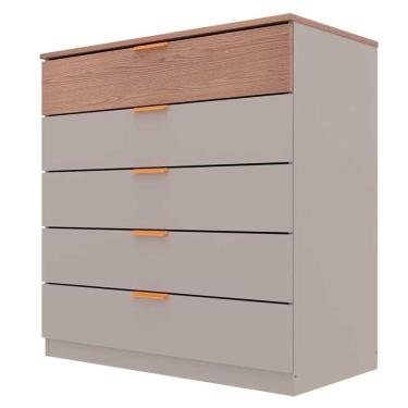 Imagem de Cômoda Bartira Diplomata Com 5 Gavetas, Trava De Segurança E Espaço Para Tv De Até 42 Polegadas Avelã/cappuccino