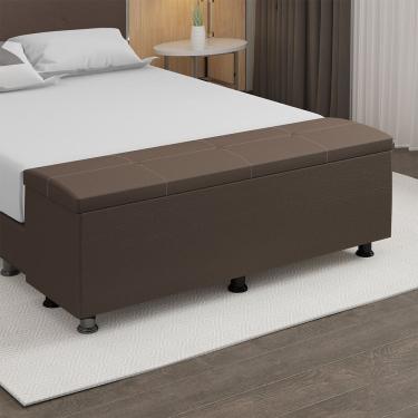 Imagem de Baú Sapateira Estofada Casal King Size 195 Cm Terra Corino Skybox Cor Marrom