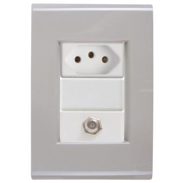Imagem de Cj Tomadas 10a E Tv Sat Coaxial Liz Fendi Tramontina Completo Pronto Tramontina