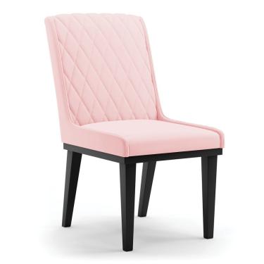 Imagem de Cadeira Sala De Jantar Base Madeira Preto Sofia Suede Rosa Bebê D03 - D'rossi