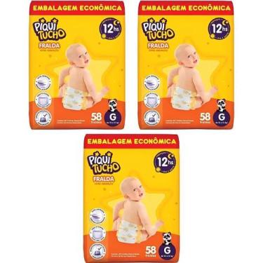 Imagem de Kit 3 Fraldas Descartáveis Piquitucho Hiper - Todos Os Taman, G